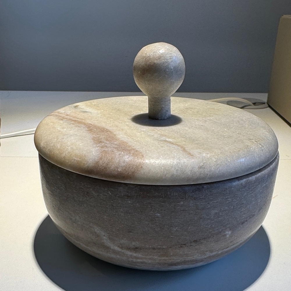 Threshold Marble Covered Bowl in Cream and Tan